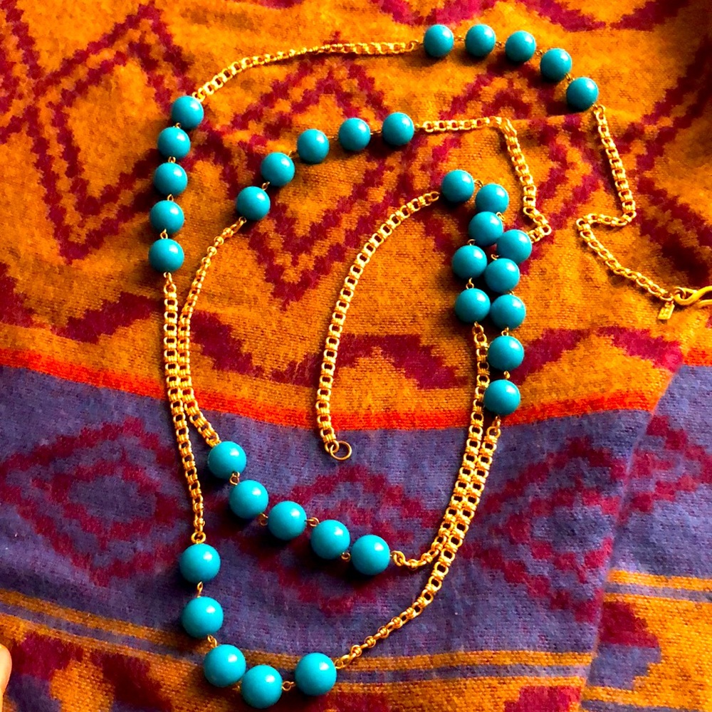 Vintage Kenneth Lane faux turquoise chain belt / necklace